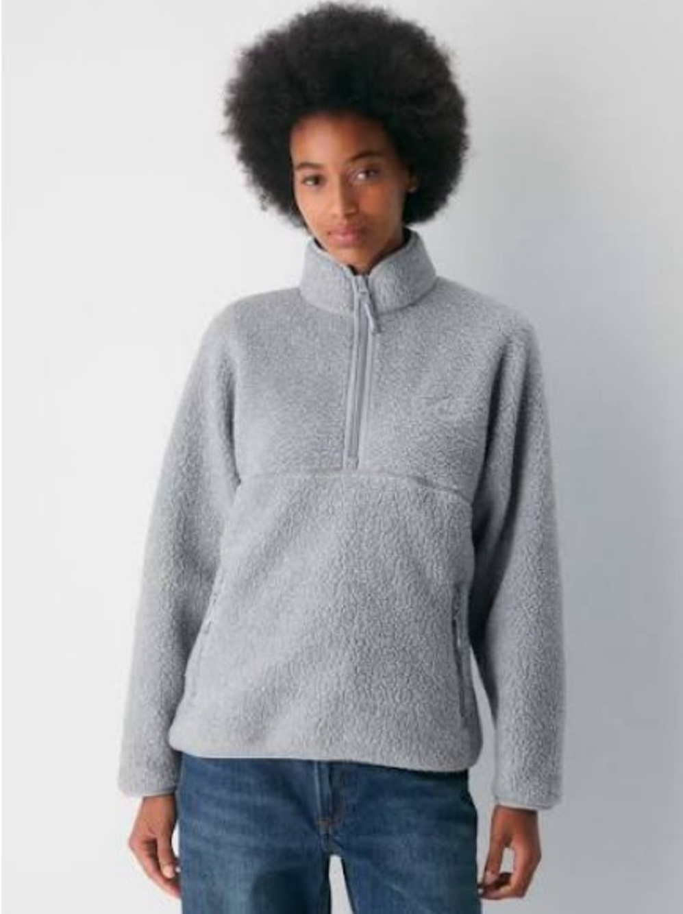 NWT - TNA Polartec Thermal Pro 1/2 Zip Hi-Hip Sweater Heather Athletic Grey - XS